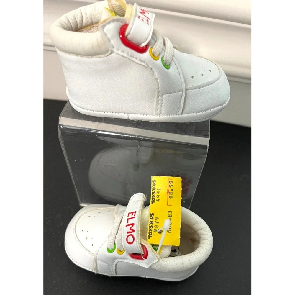 Vintage Henson Sesame Street Baby Shoes Size 1 White Crib Shoes/Soft Bottoms